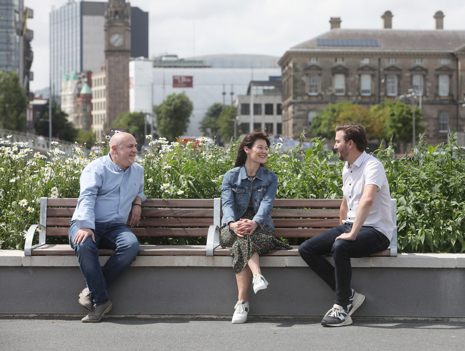 L-R: Gary Hammond, Department for Communities, Kerrie Sweeney, Maritime Belfast Trust, Councillor Sam Nelson, Chair of  Belfast City Council’s City Growth and Regeneration Committee